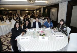 Five people sit at a round table labeled 'Team 3'.