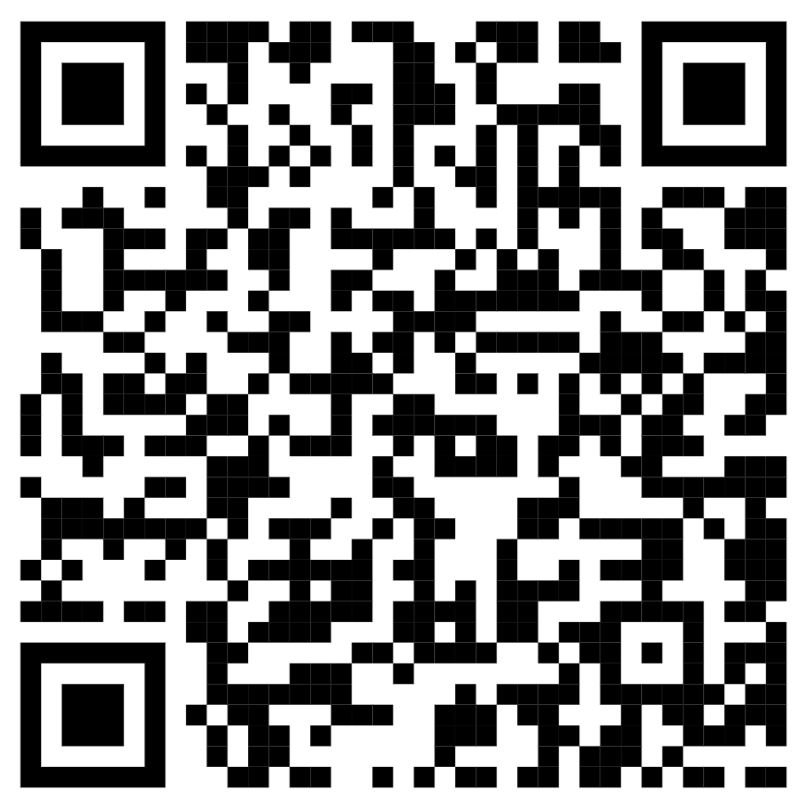 A black and white QR code on a white background.