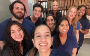 Group selfie in office