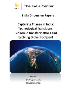 Cover of "Capturing Change in India" discussion paper, featuring an image of India at night from space, and listing editors Dr. Yogesh Joshi and Shivram Sundar.